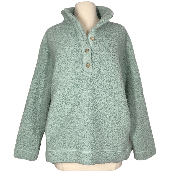 AERIE Blue Sherpa Fleece Pullover - Picture 1 of 5